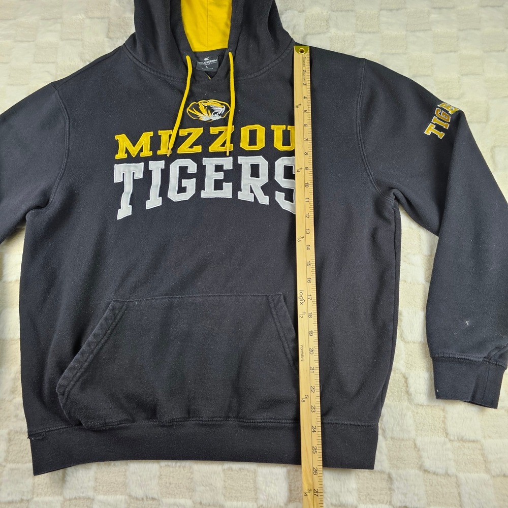 Colosseum MIZZOU Tigers Hoodie Mens L Pullover Black Missouri U Sweatshirt - Picture 8 of 15